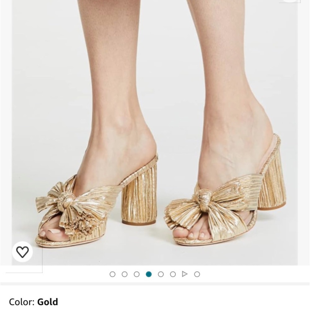 *NEW* Gold,bow, slip on, chunky block heel open toe sandal ; size 7.5; NWOT - Picture 4 of 11